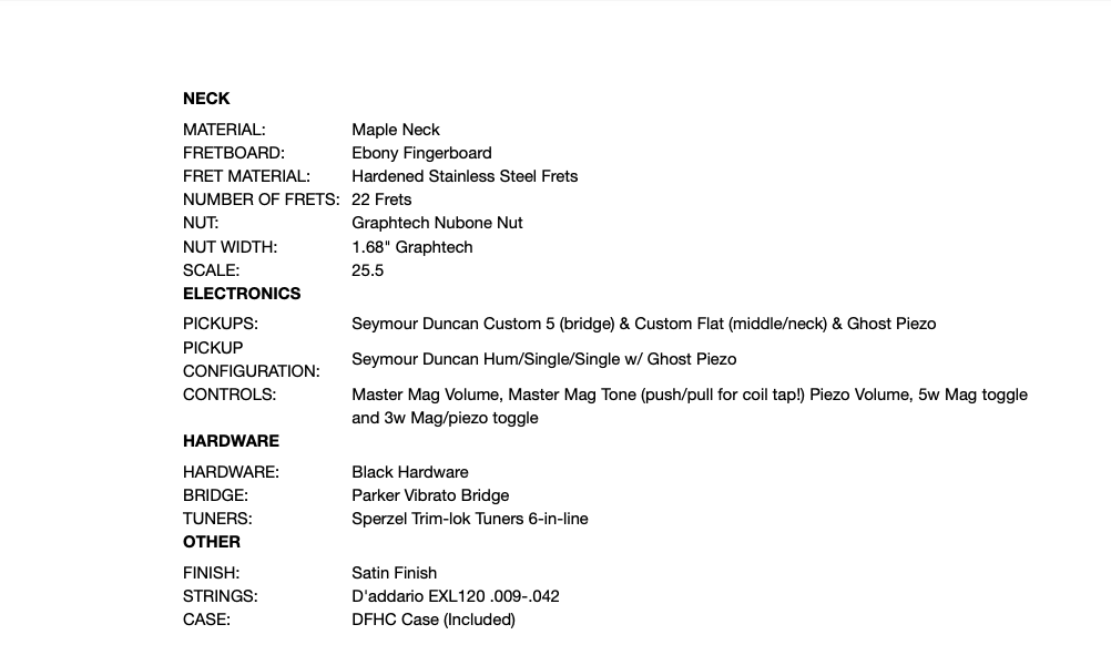 Specifications Picture Specifications
